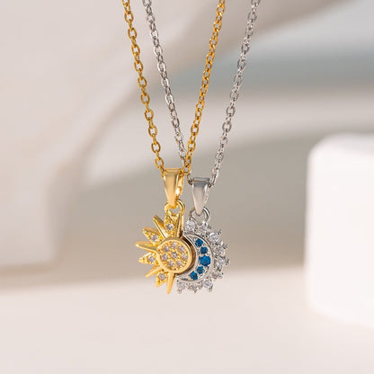 🏆New Styles 2026📿Adjustable Ring and Necklace Set with Sun and Moon Pattern