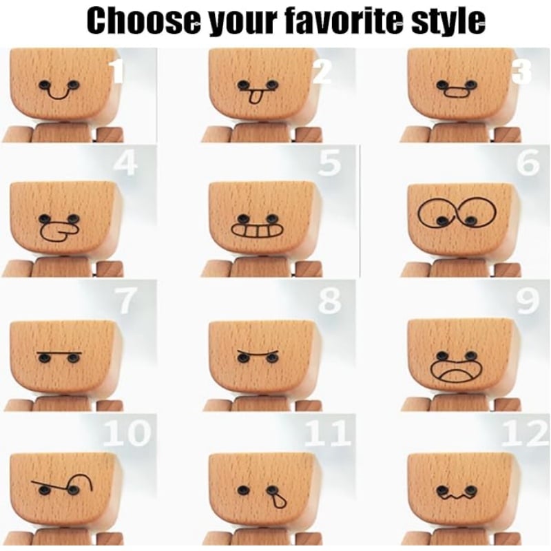 Charming Little Wooden Figure Expression Dancer with 12PCS Magnetic Expressions