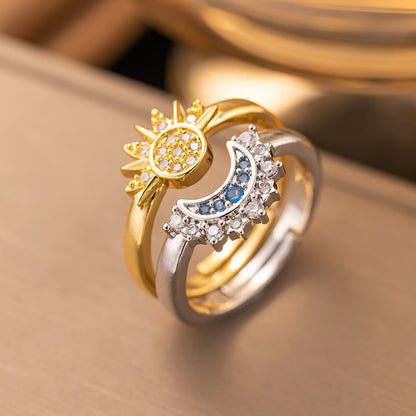 🏆New Styles 2026📿Adjustable Ring and Necklace Set with Sun and Moon Pattern